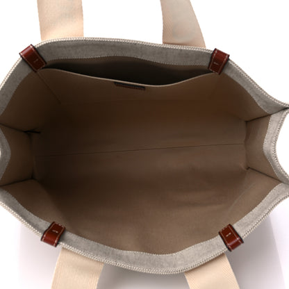 Chloe Cotton Calfskin Large Woody Ribbon Tote White Brown 5 of 10