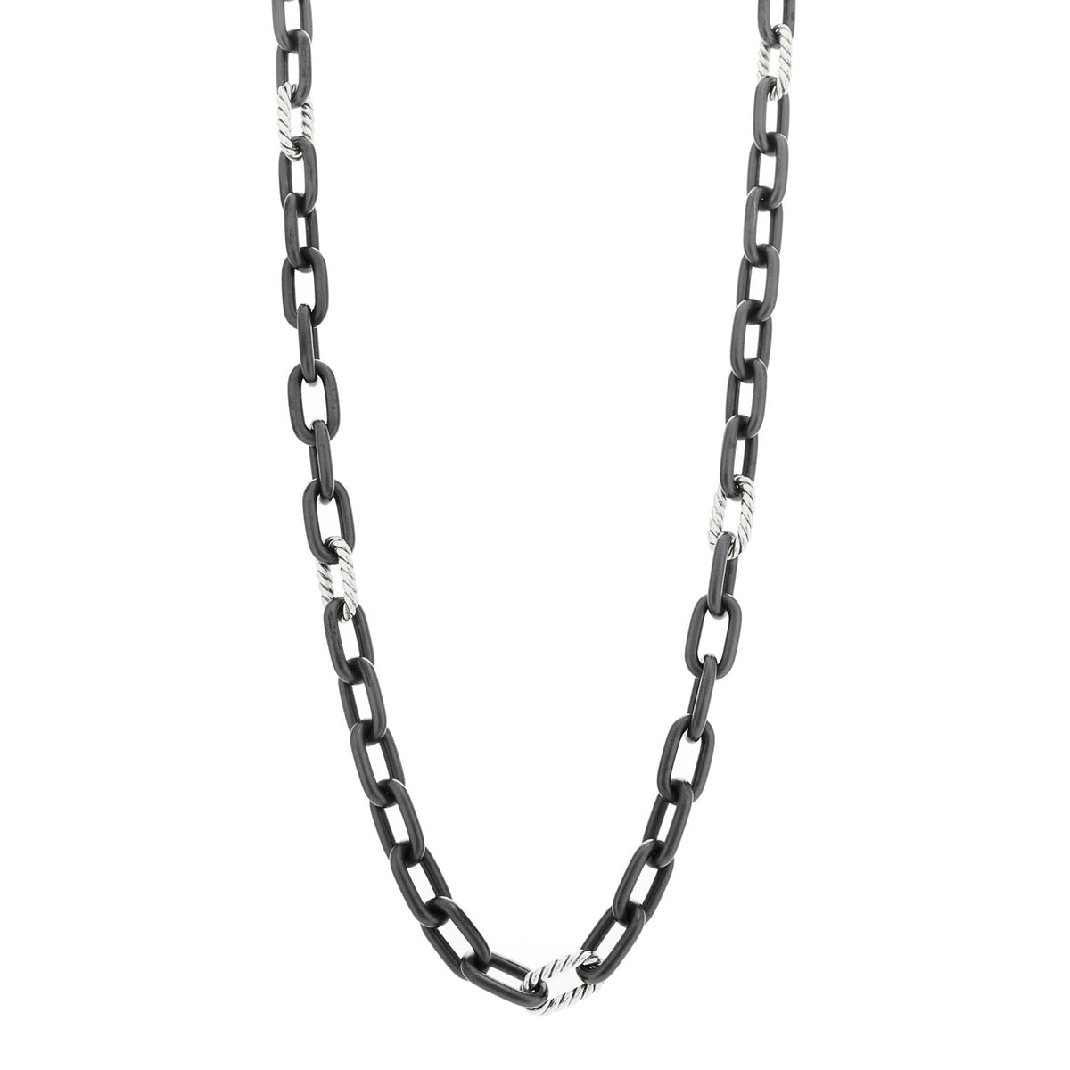 Black Titanium Sterling Silver 8.5mm Madison Chain Necklace