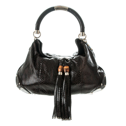 Gucci Python Large Indy Top Handle Hobo Brown 1 of 7