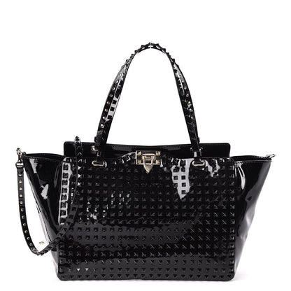 Valentino Garavani Patent Punkouture Medium Rockstud All Over Tote Black 1 of 9