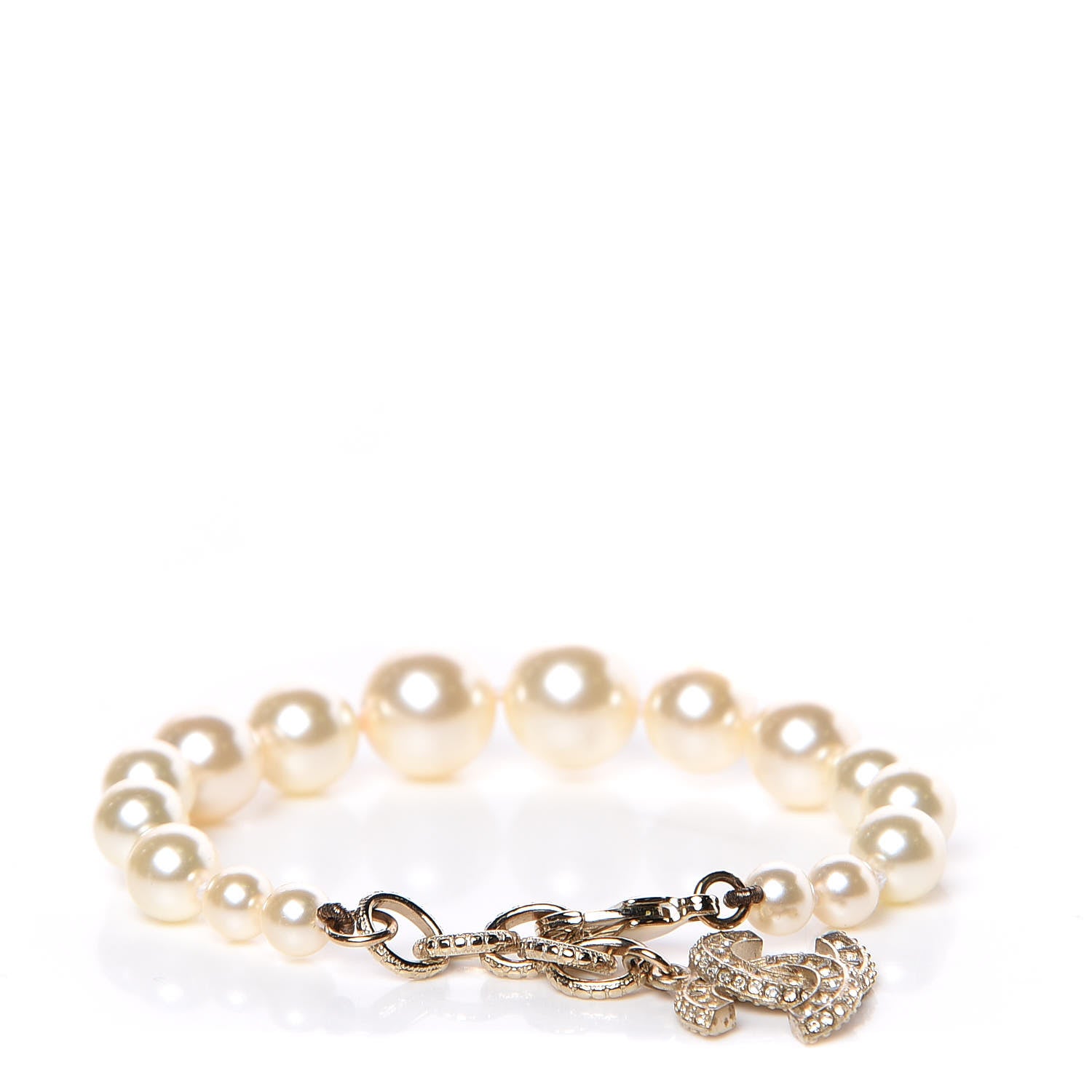 Chanel Pearl Crystal CC Bracelet Gold 1 of 5