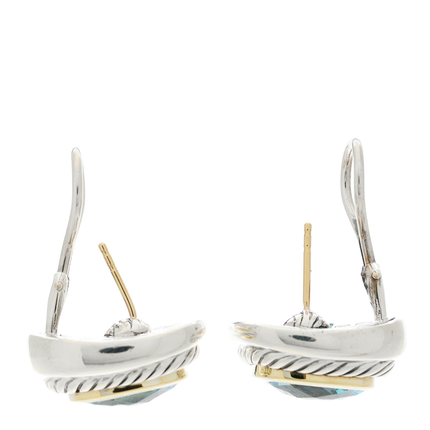 Sterling Silver 14K Yellow Gold Blue Topaz Albion Earrings