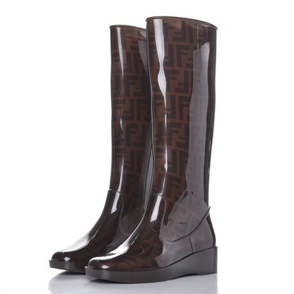 Fendi Rubber FF Rain Boots 36 Brown 3 of 9