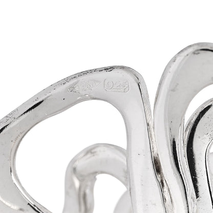 Chanel Sterling Silver Camellia Clip On Earrings 4 of 5