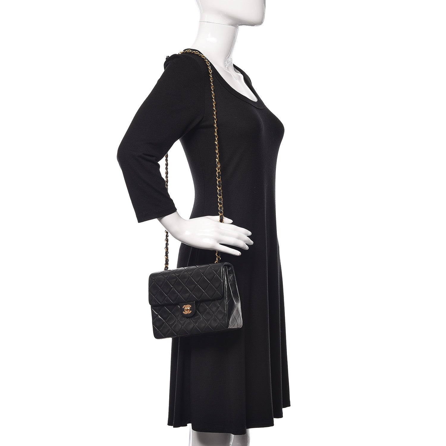 Chanel Lambskin Quilted Mini Square Flap Bag Black 2 of 13