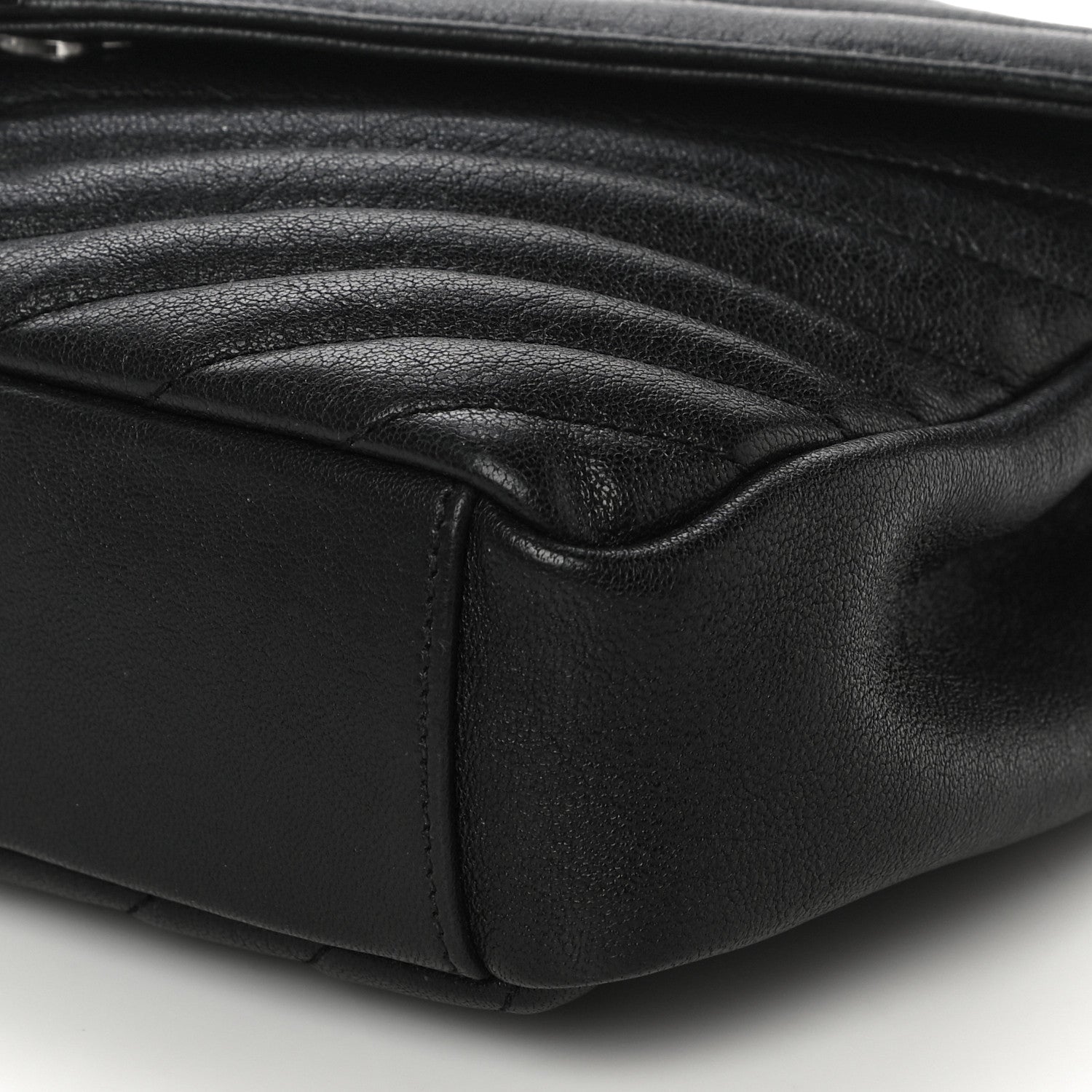 Saint Laurent Sheepskin Matelasse Chevron Monogram Medium College Bag Black 10 of 10