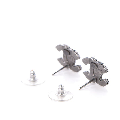 Chanel Glitter Enamel CC Earrings Black 3 of 5
