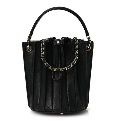 Chanel Calfskin Quilted Pleated Bucket Bag Black 1 of 10