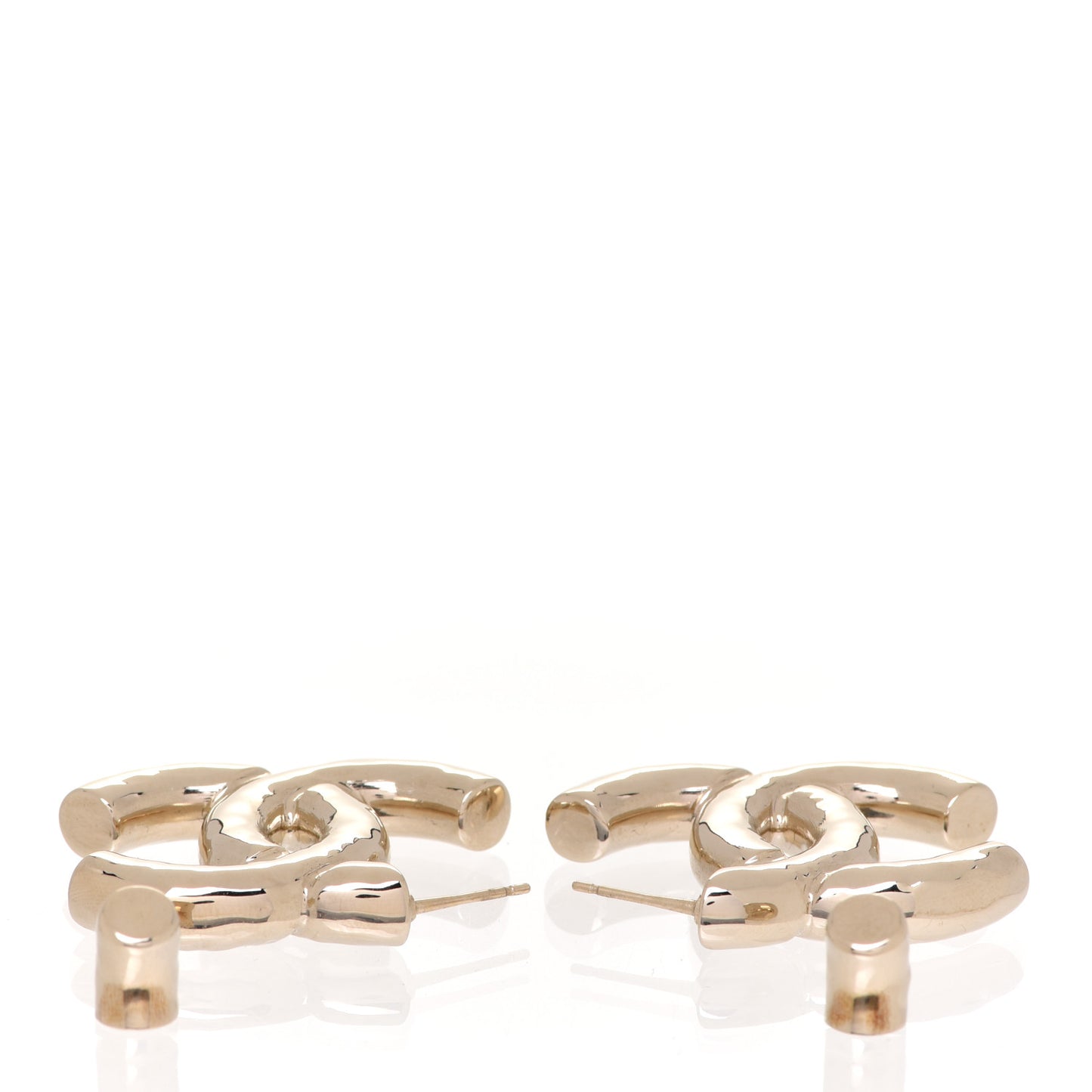 Metal Large CC Earrings Light Gold