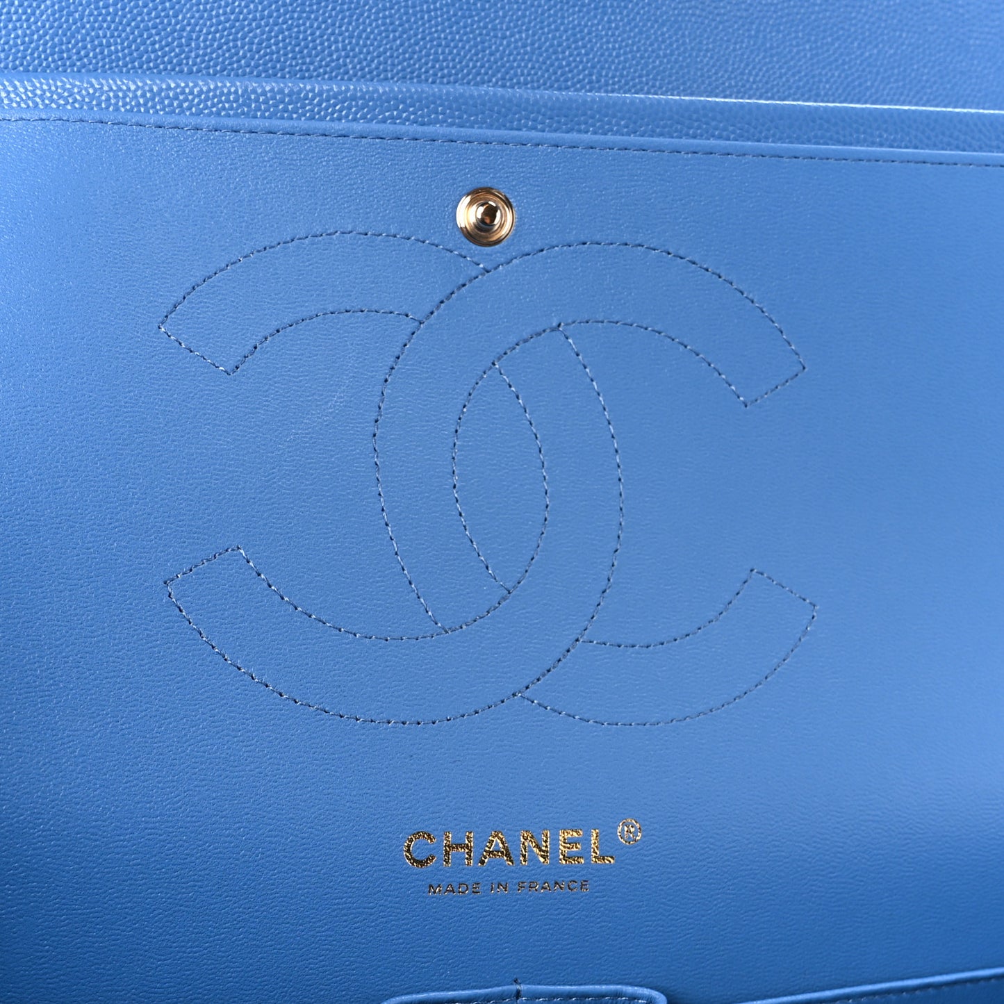Caviar Quilted Jumbo Double Flap Blue