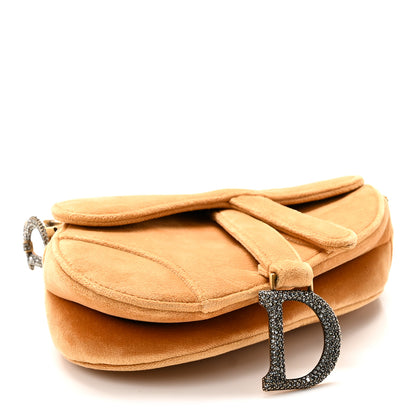 Christian Dior Velvet Crystal Mini Saddle Bag Tan 4 of 10