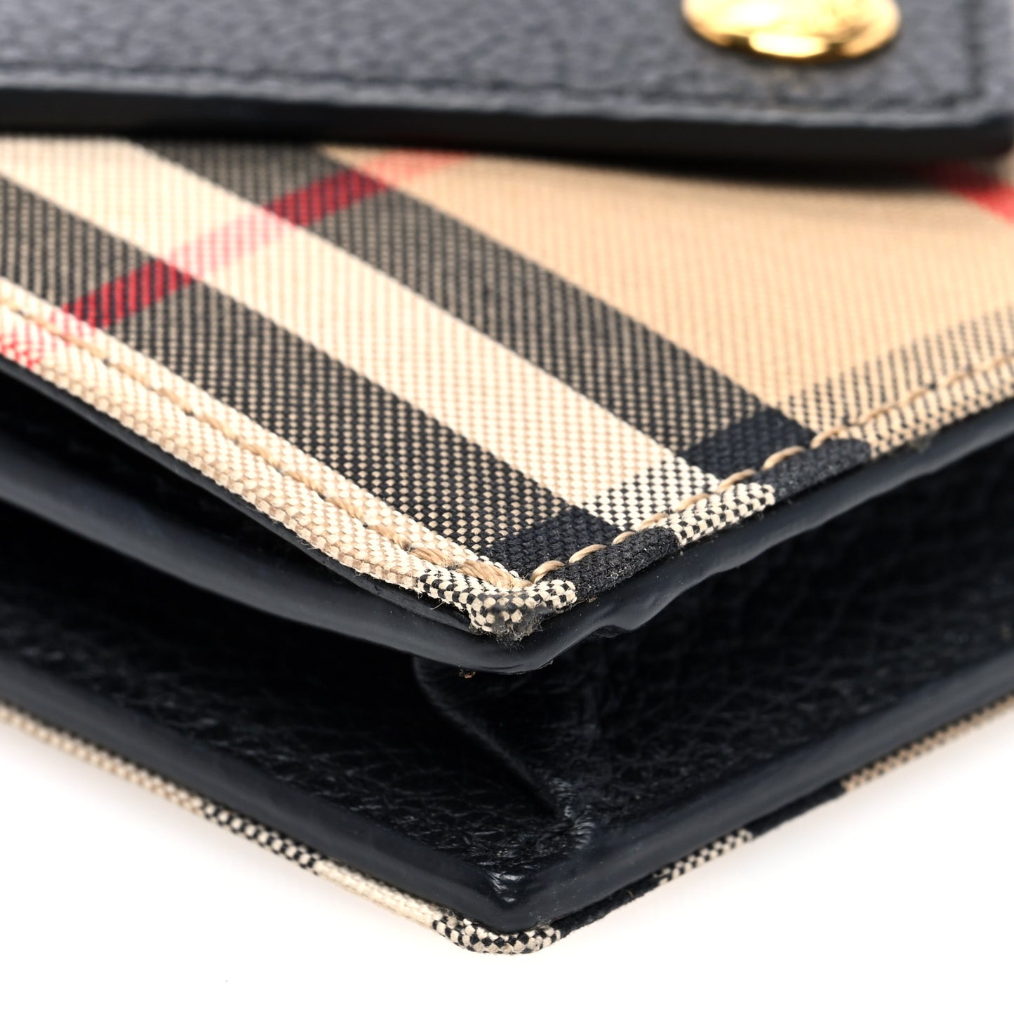 Grainy Calfskin Vintage Check Jade Card Case On Chain Black