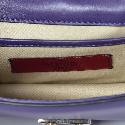 Valentino Garavani Vitello Mini Glam Lock Rockstud Flap Purple 9 of 10