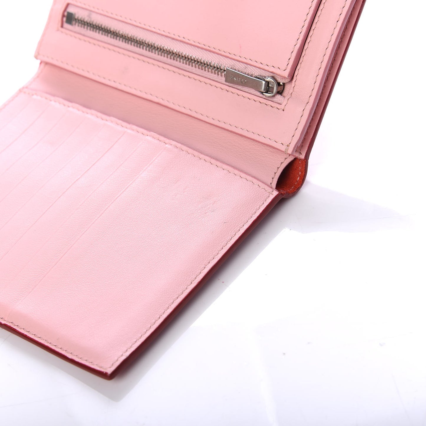 Grained Calfskin Medium Multifunction Strap Wallet Scarlet