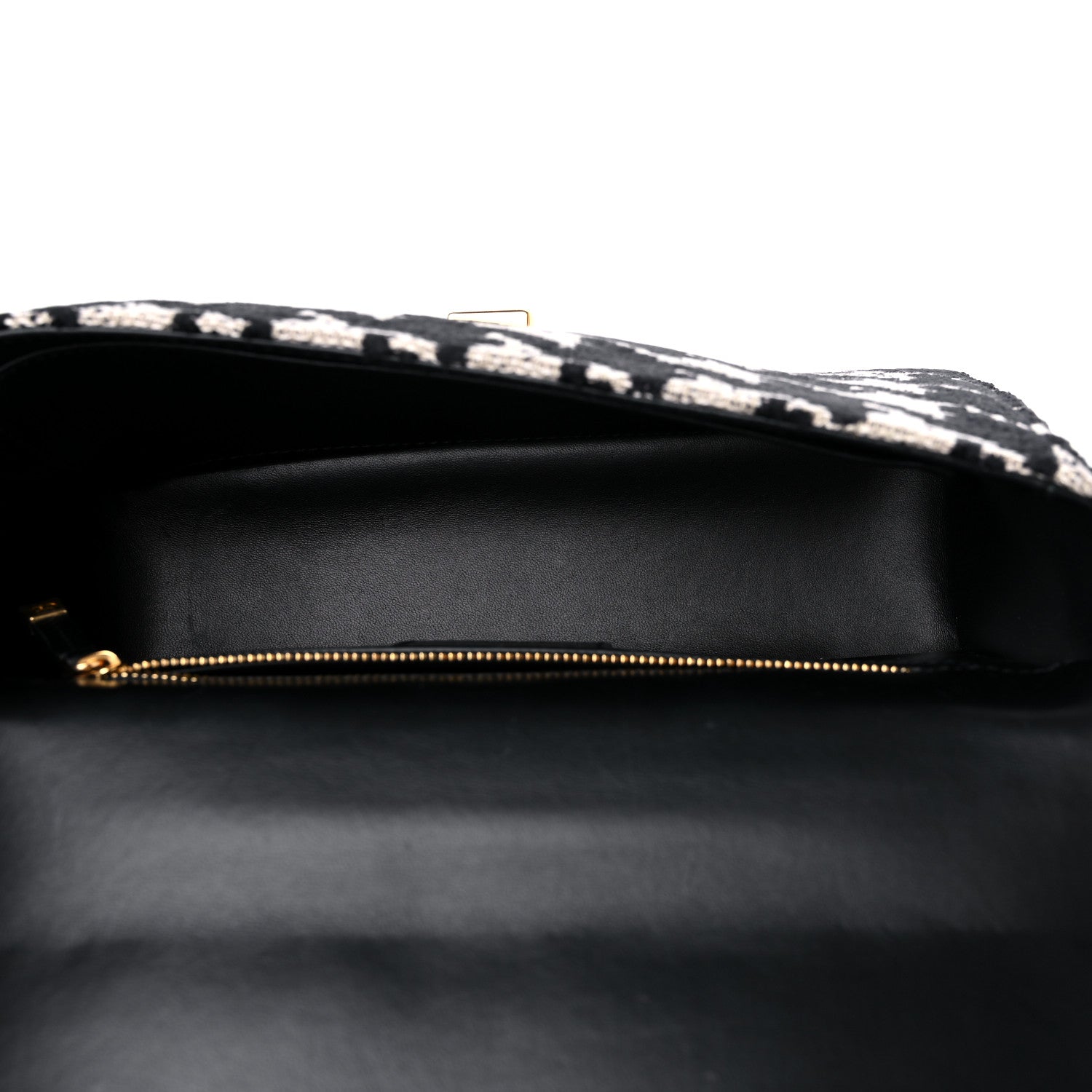 Christian Dior Technical Canvas Macro Houndstooth Medium Caro Bag Black White 5 of 12