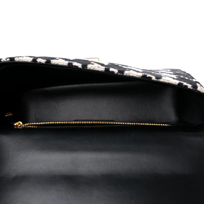 Christian Dior Technical Canvas Macro Houndstooth Medium Caro Bag Black White 5 of 12