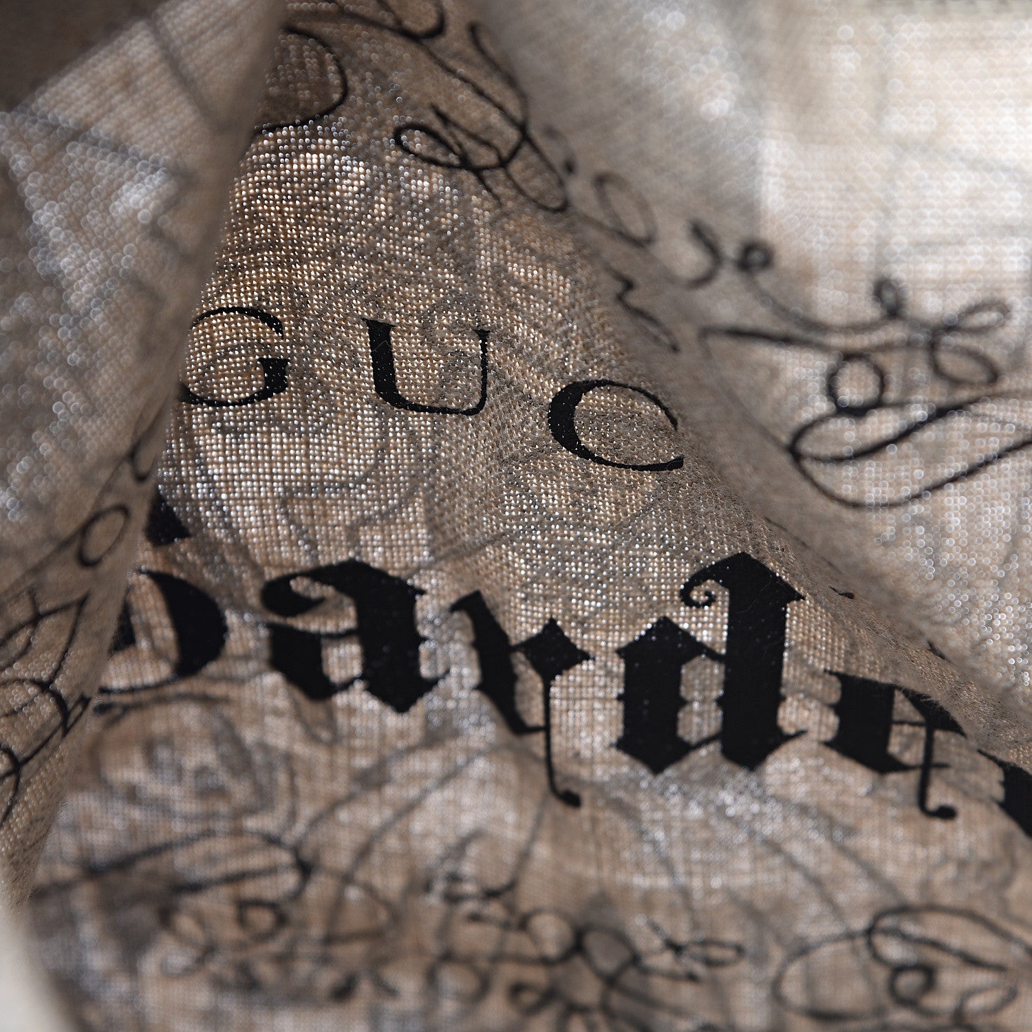 Gucci X JAYDE FISH Linen Garden Vertical Tote Black Beige 7 of 10