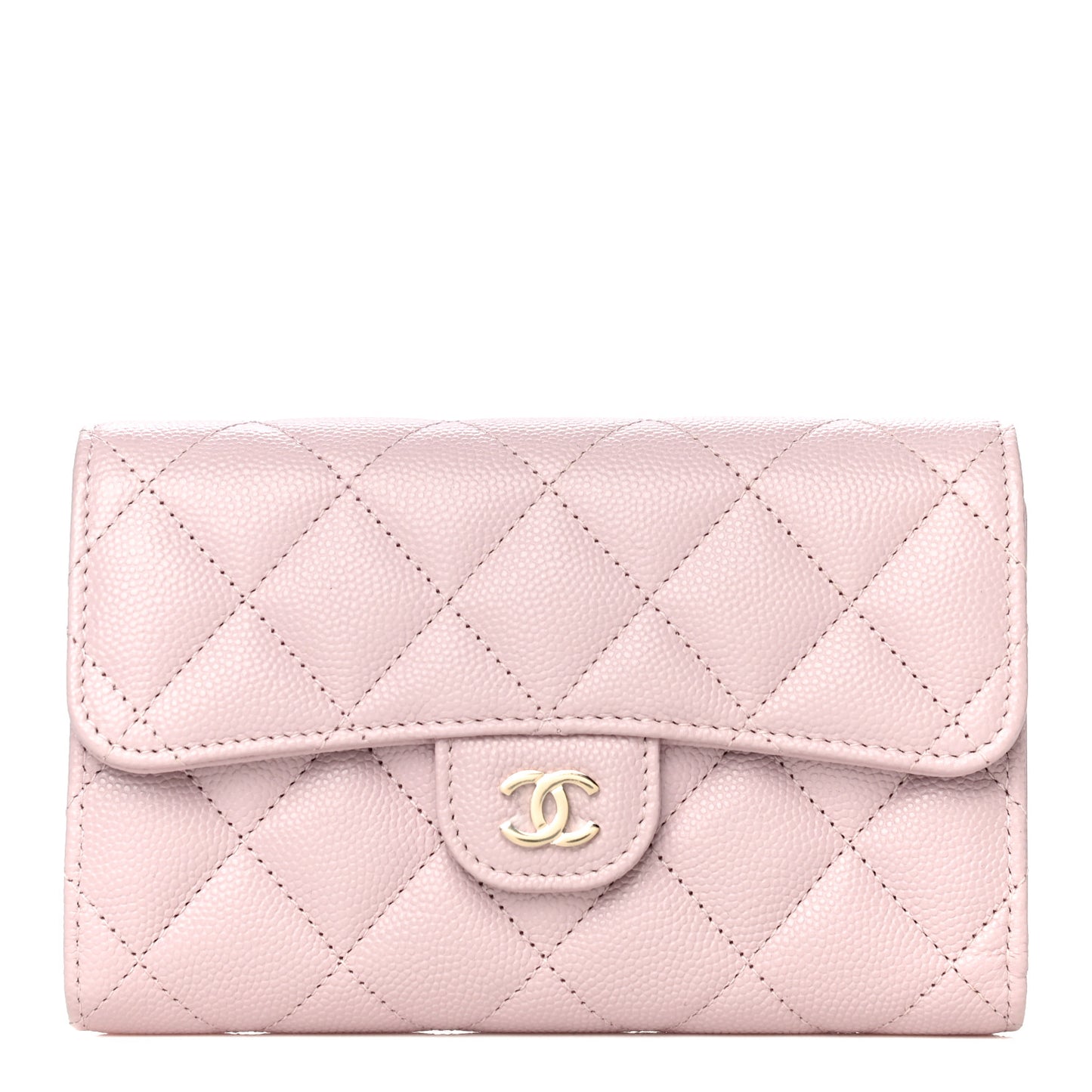 Caviar Quilted Medium Flap Wallet Pink