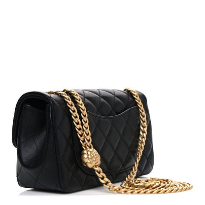Chanel Lambskin Quilted Mini Rectangular Sweet Camellia Flap  Black 2 of 10