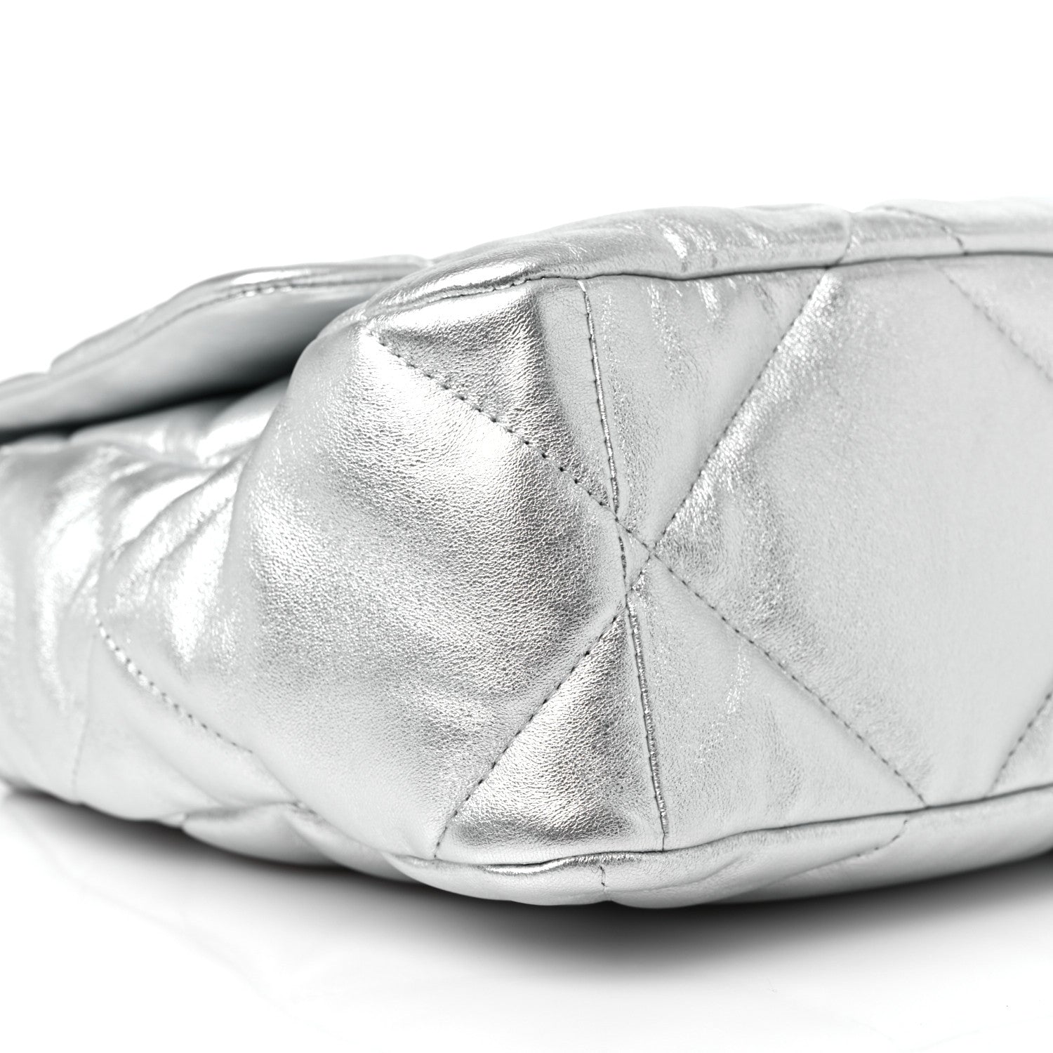 Chanel Metallic Lambskin Quilted Large Chanel 19 Flap Silver 8 of 10