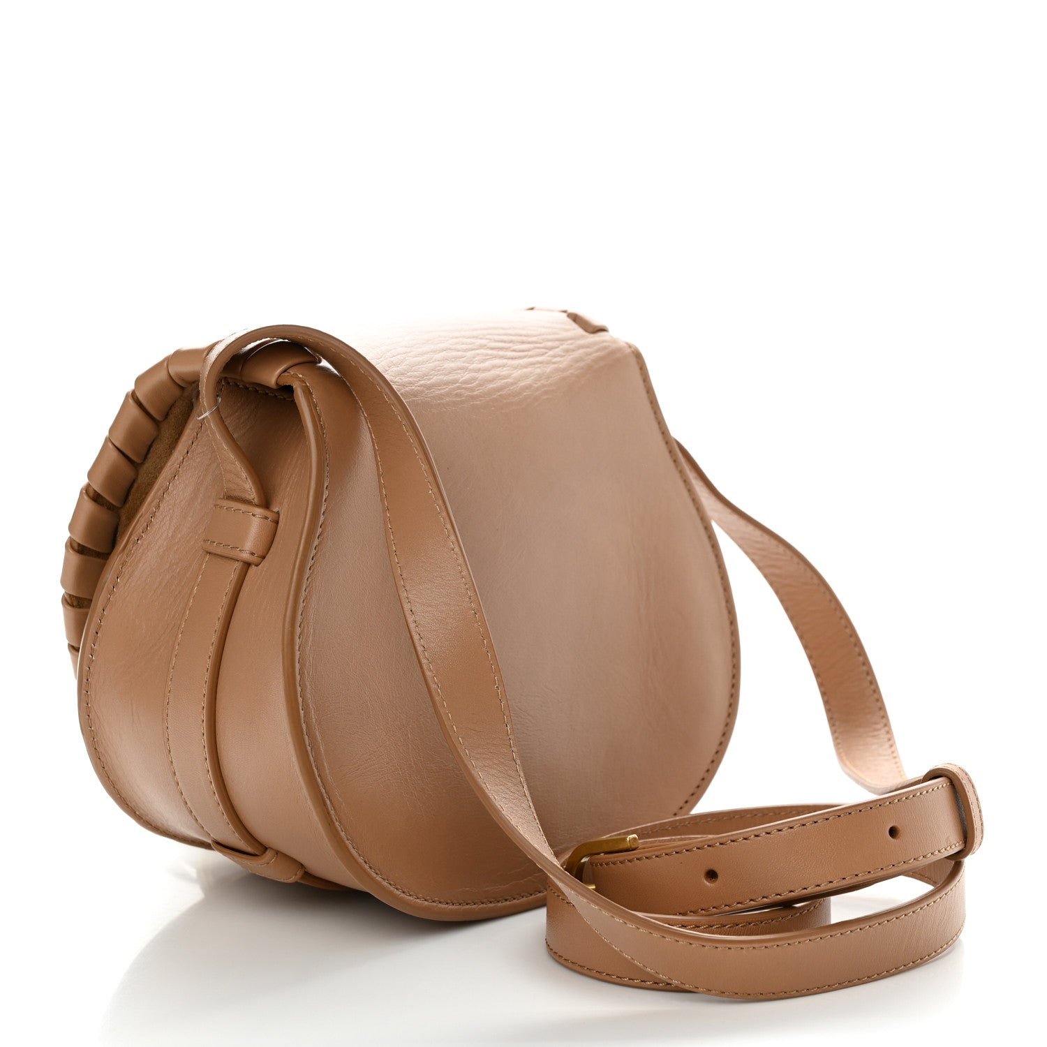 Chloe Calfskin Whipstitch Mini Marcie Round Crossbody Bag Light Tan 3 of 9