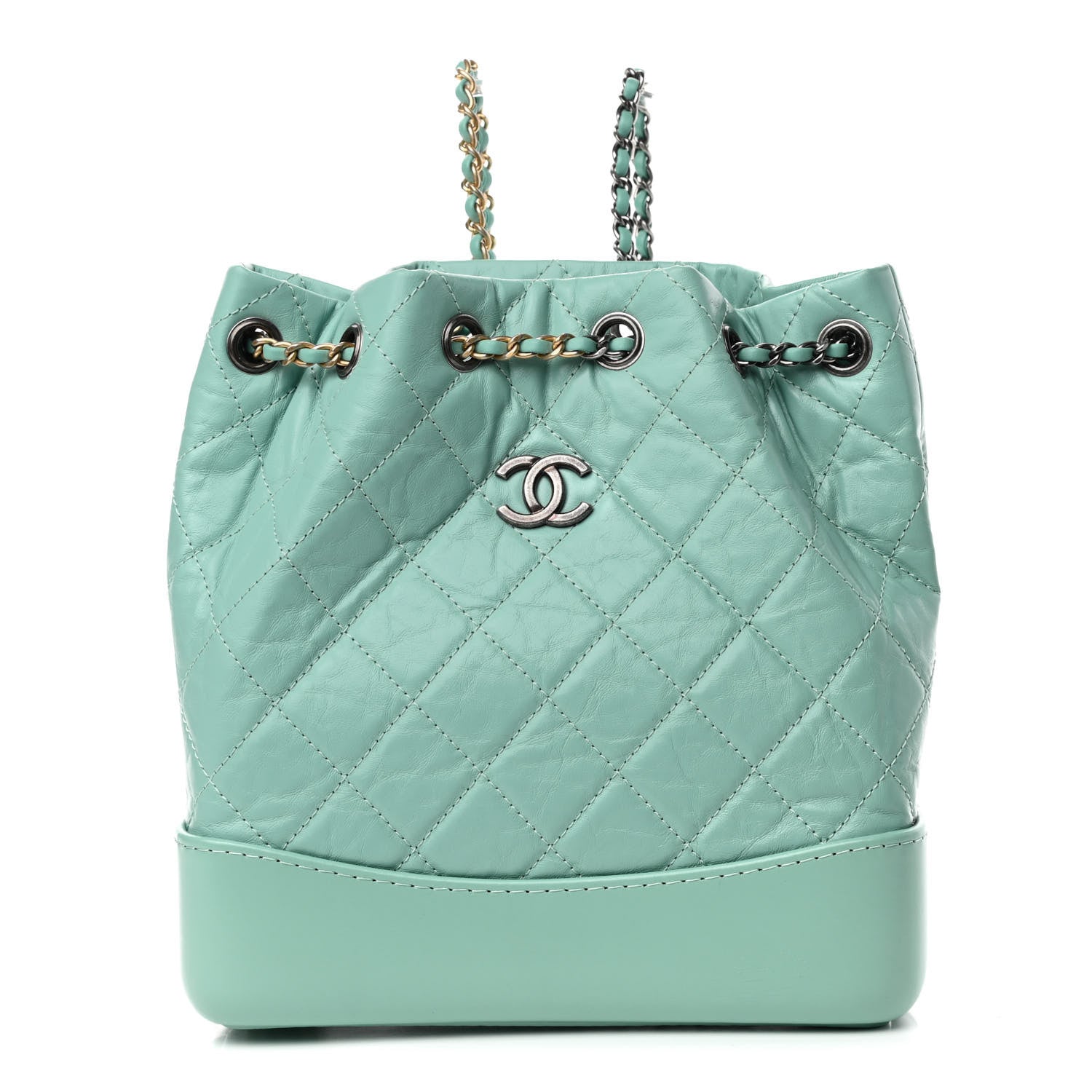 Chanel Aged Calfskin Quilted Small Gabrielle Backpack Green 1 of 4
