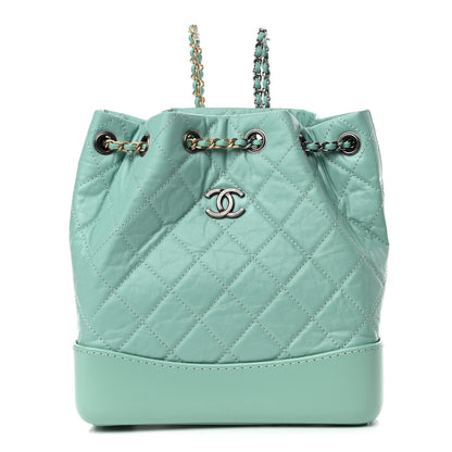 Chanel Aged Calfskin Quilted Small Gabrielle Backpack Green 1 of 4