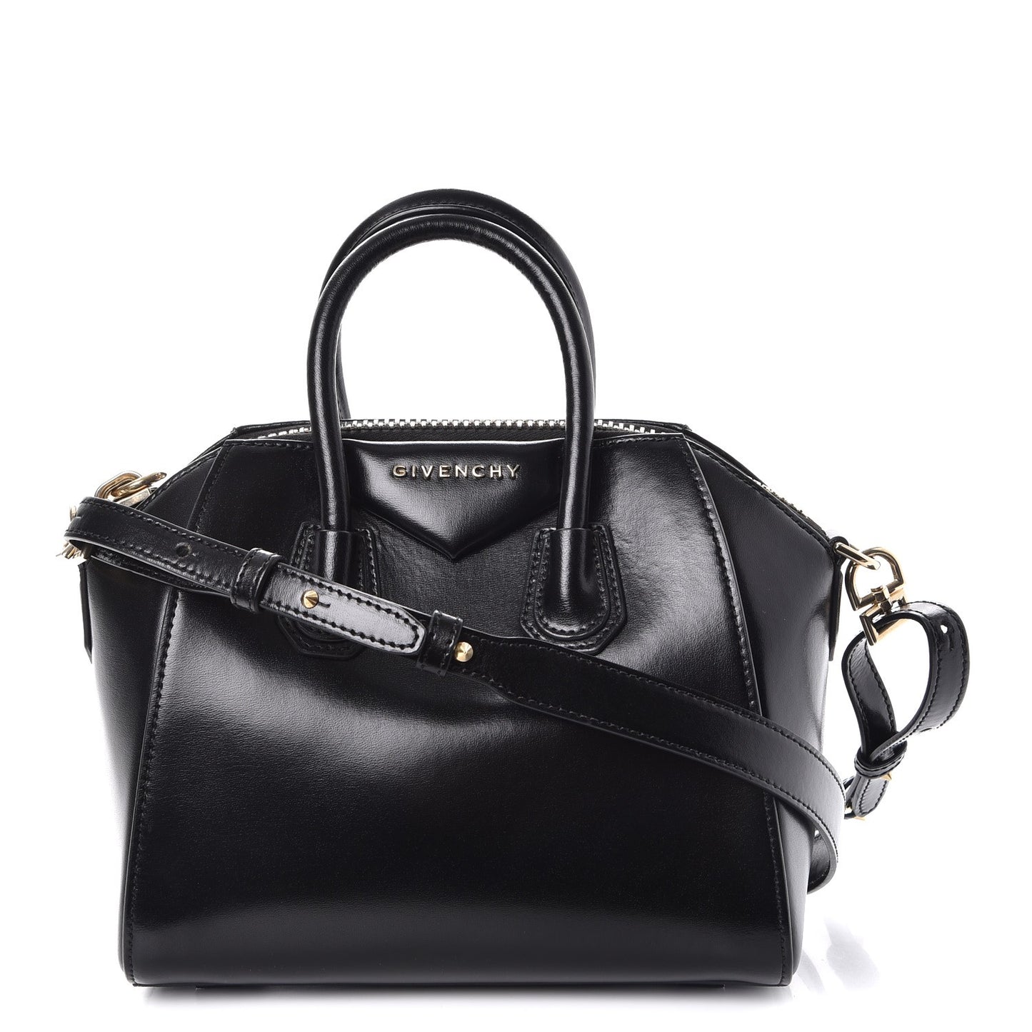 Shiny Lord Calfskin Mini Antigona Black
