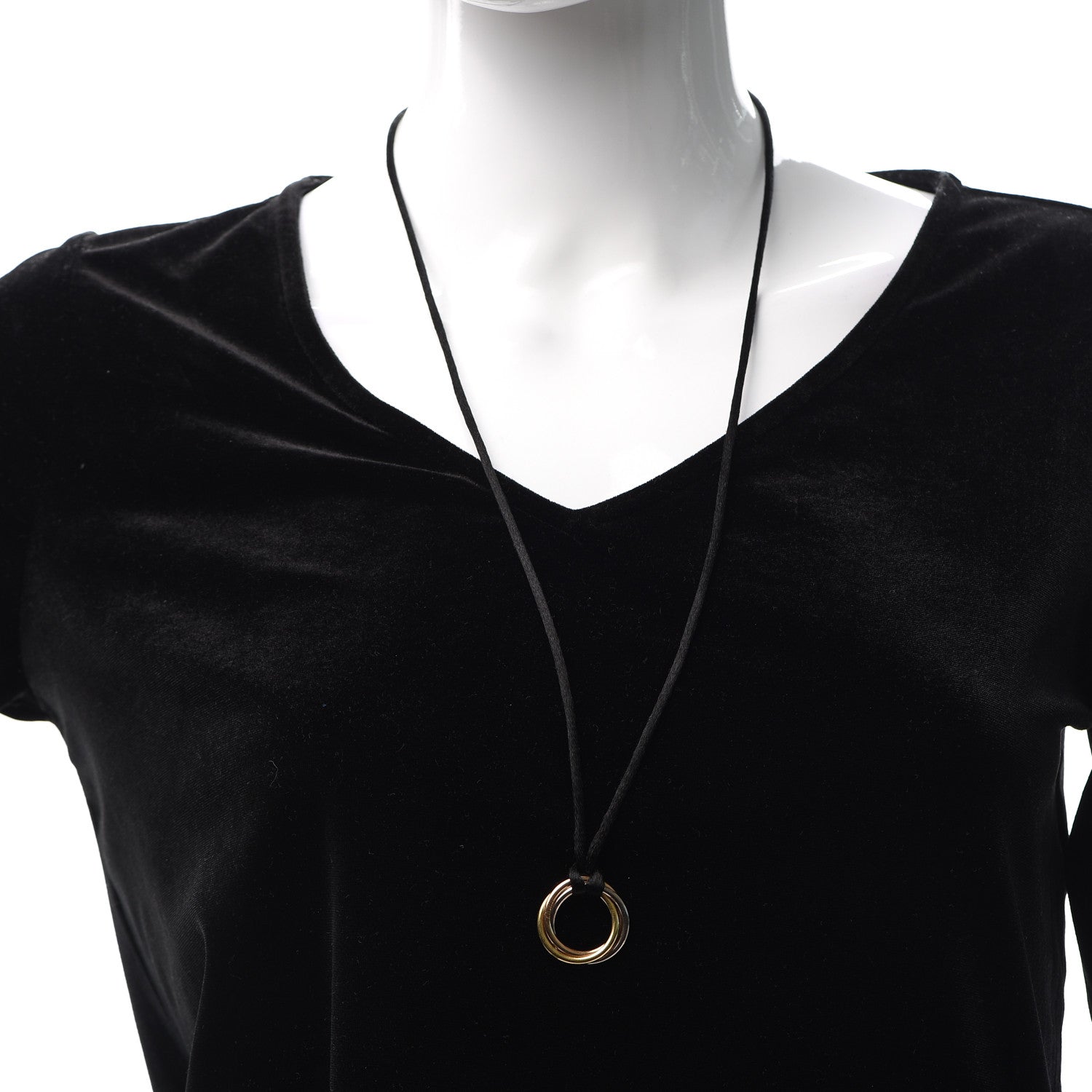 Cartier 18K Pink Yellow White Gold Trinity Cord Necklace 2 of 5