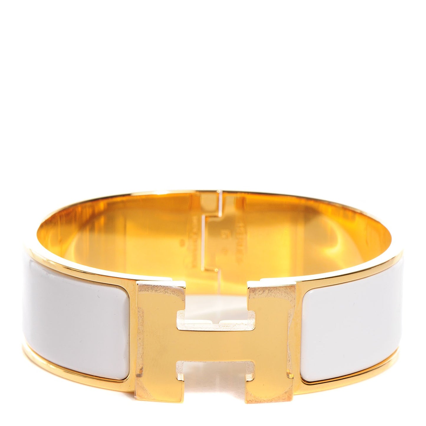Enamel Wide Clic Clac H Bracelet GM White