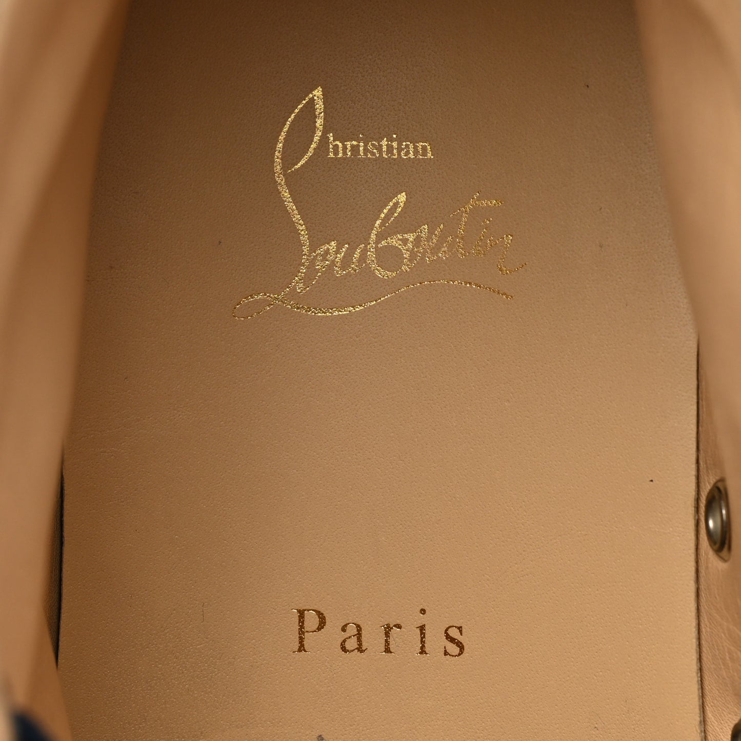 Calfskin Mens Louis Spikes Flat Sneakers 44 Navy Black