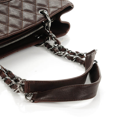 Chanel Calfskin Quilted Grand Shopping Tote GST Dark Brown 9 of 11