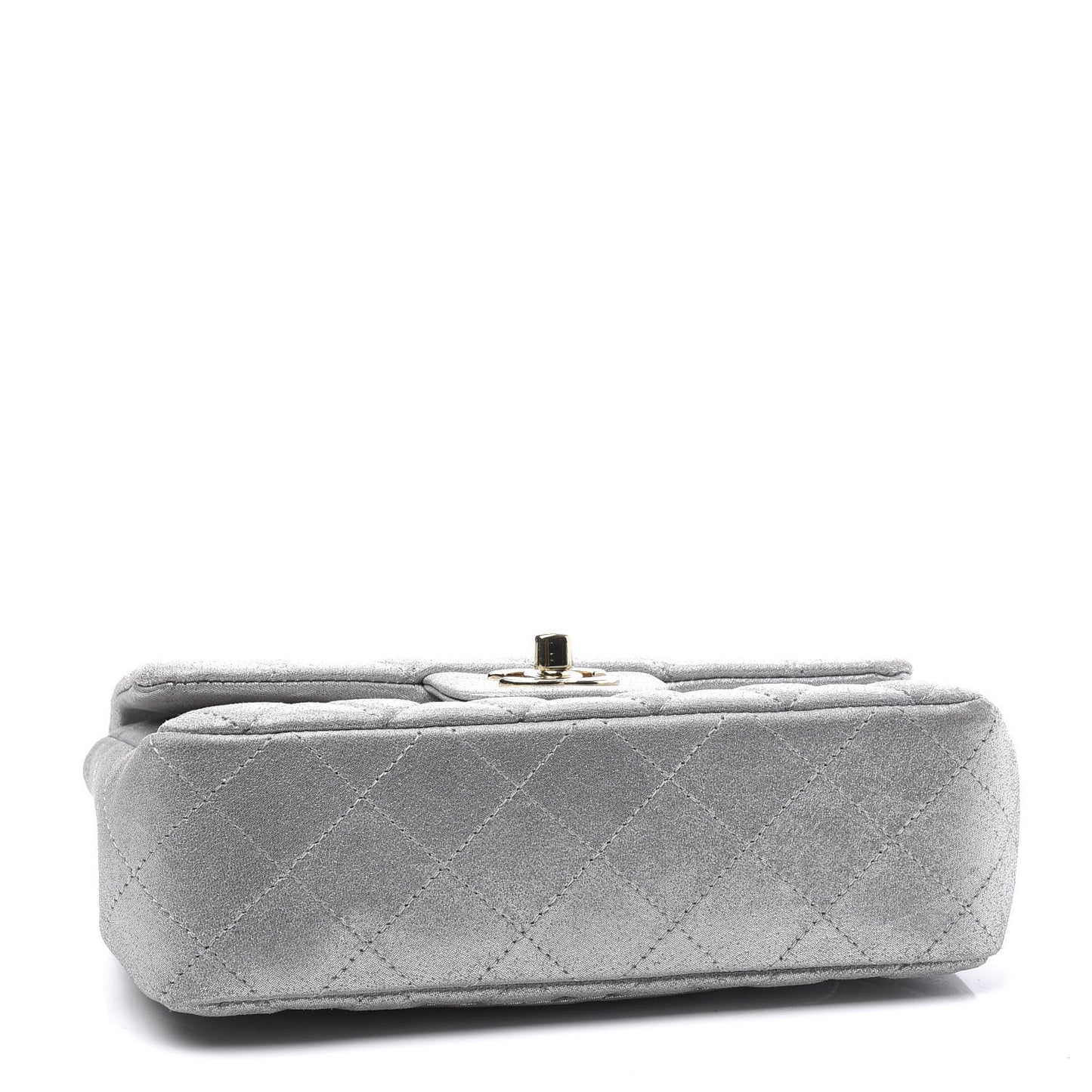 Iridescent Calfskin Quilted Mini Rectangular Flap Silver