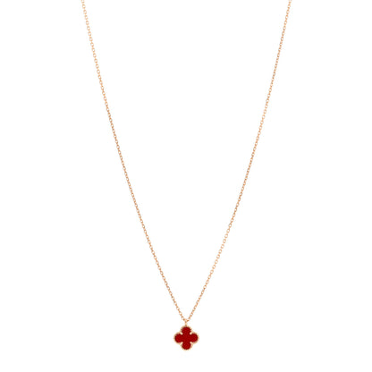 Van Cleef & Arpels 18K Rose Gold Carnelian Sweet Alhambra Pendant Necklace 1 of 5