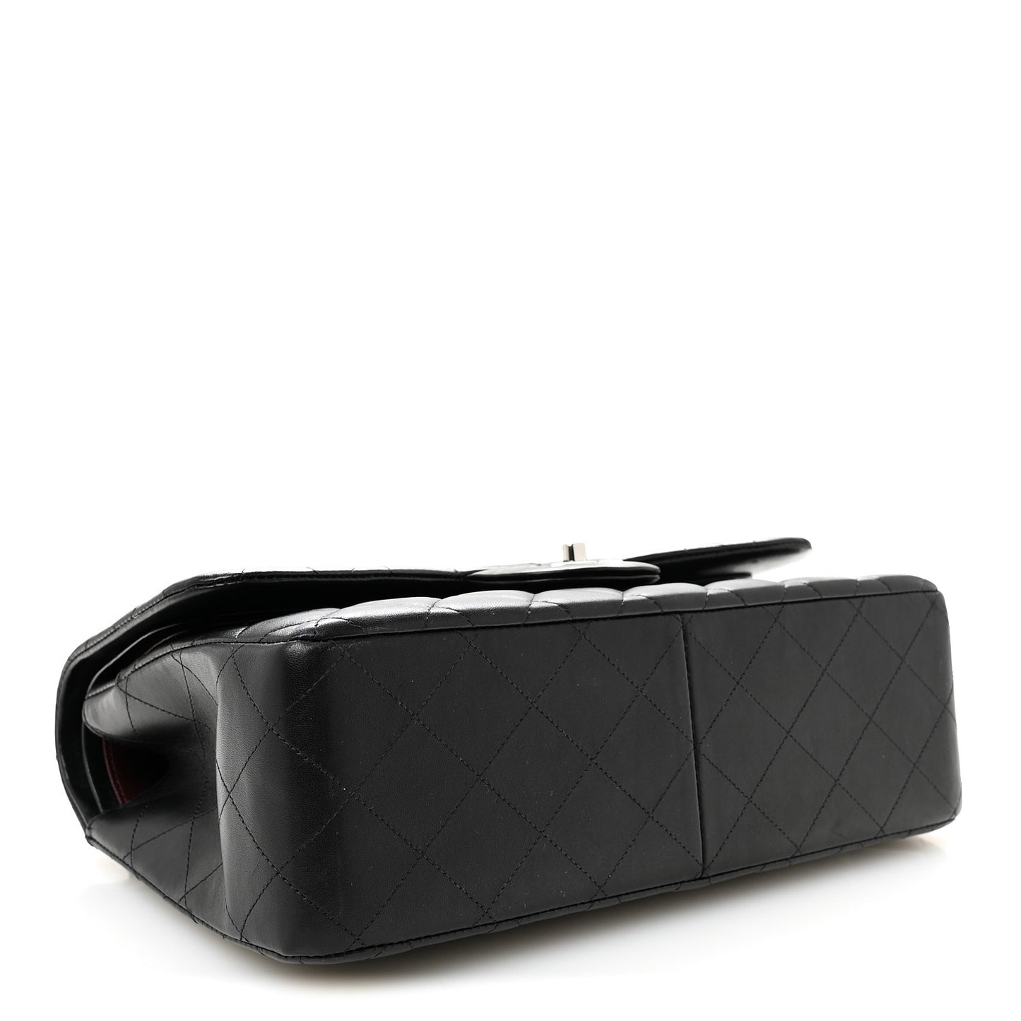 Lambskin Quilted Jumbo Double Flap Black