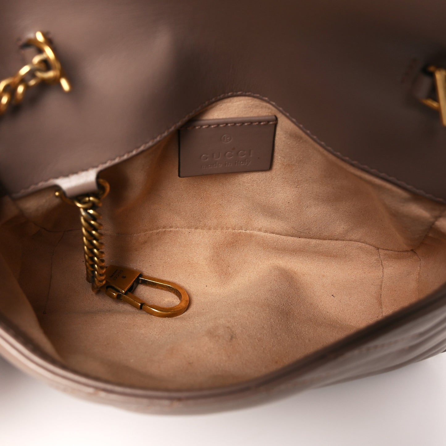 Calfskin Matelasse Super Mini GG Marmont Shoulder Bag Porcelain Rose