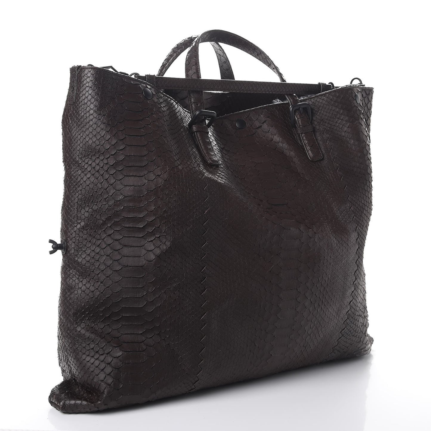 BOTTEGA VENETA Python Convertible Tote Bag Ebano