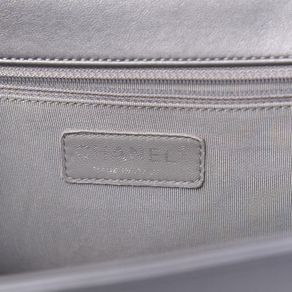 Chanel Metallic Calfskin Quilted New Medium Boy Flap Dark Silver 6 of 13