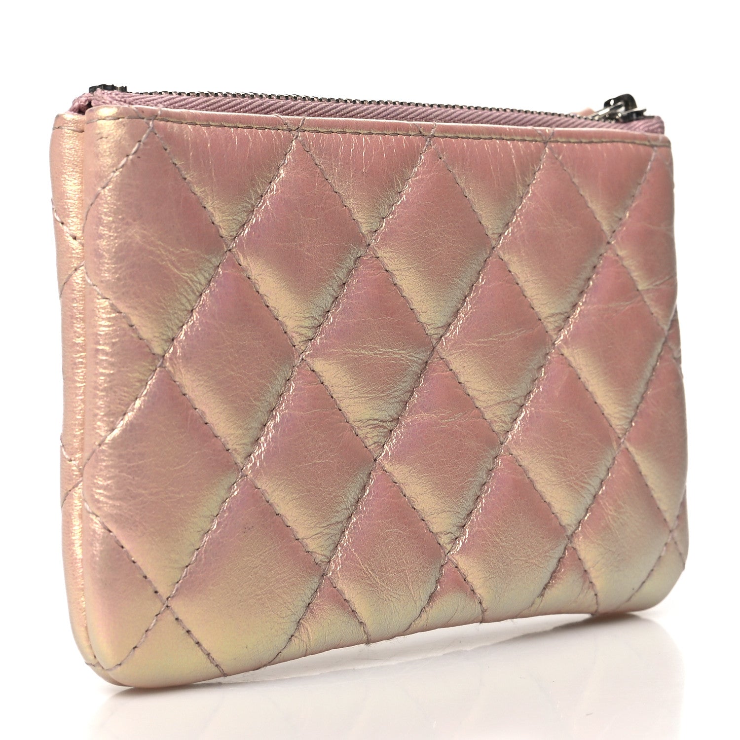 Chanel Iridescent Calfskin Quilted Small Cosmetic Case Pink 3 of 10