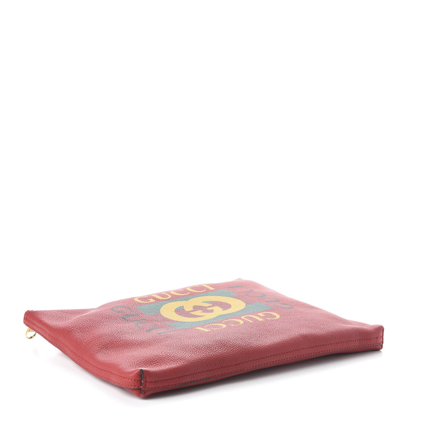 Pebbled Calfskin Medium Logo Portfolio Clutch Hibiscus Red