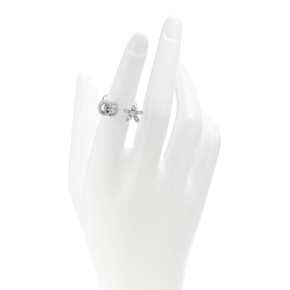 Gucci 18K White Gold Diamond Flora GG Open Ring 49 4.75 2 of 6