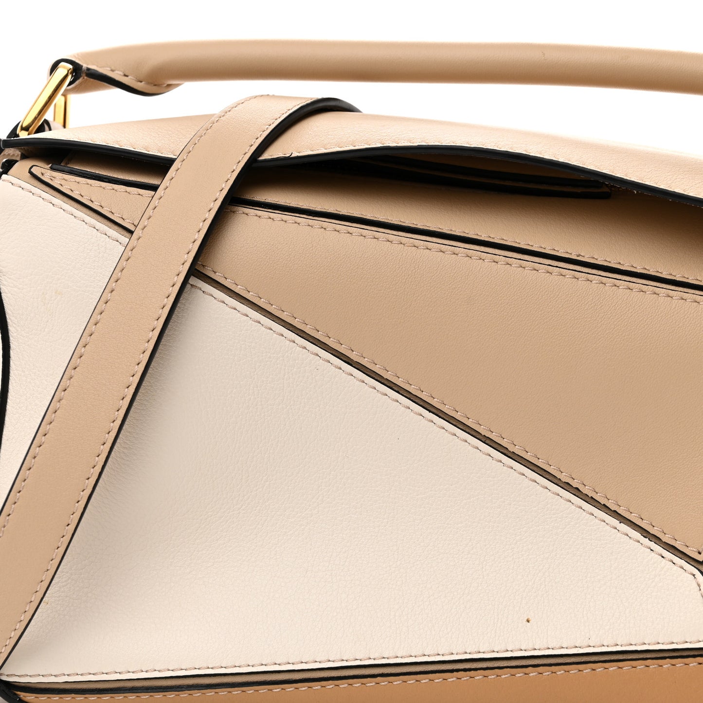 Calfskin Small Puzzle Bag Dusty Beige Soft White