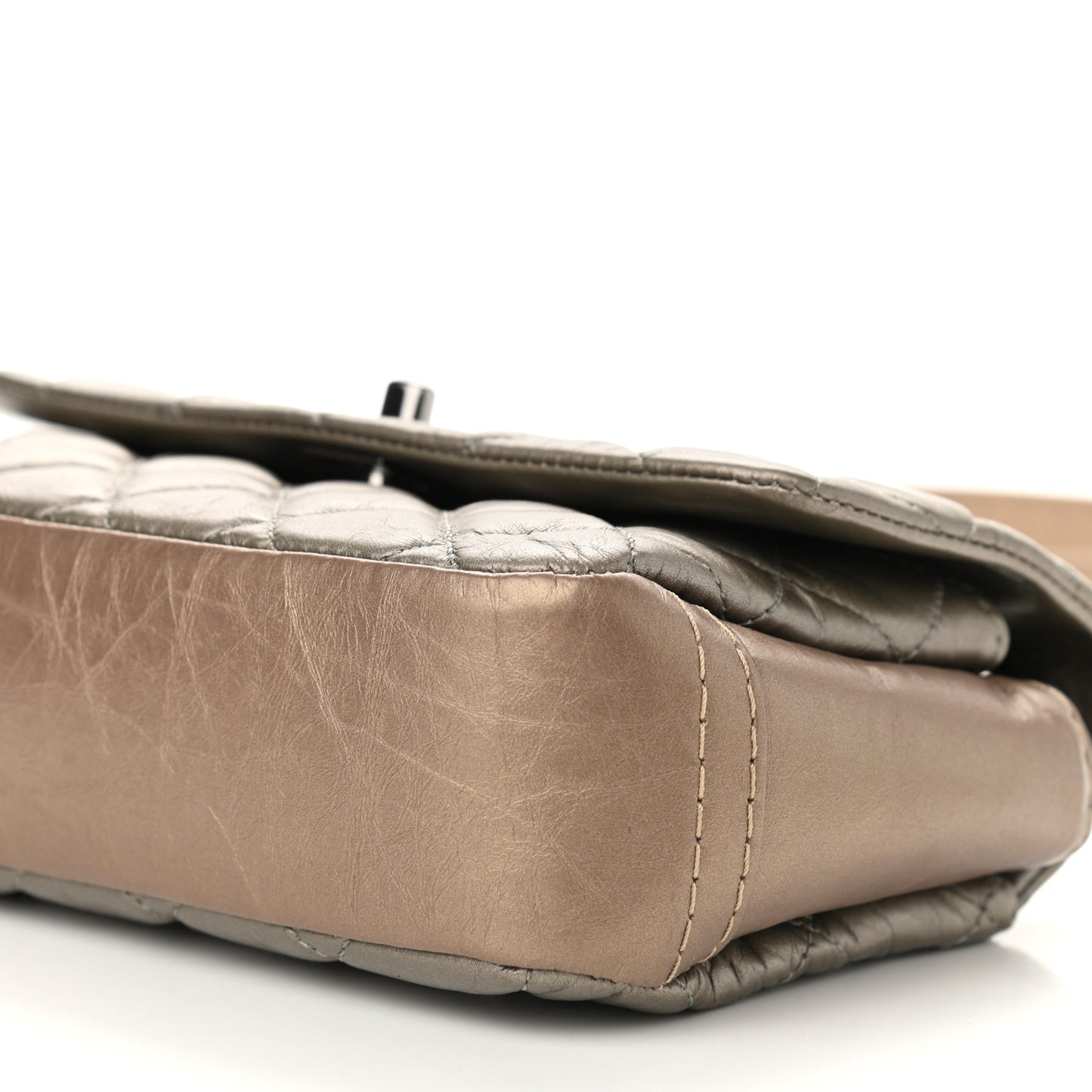 Metallic Calfskin Quilted Mineral Nights Mini Flap Bronze