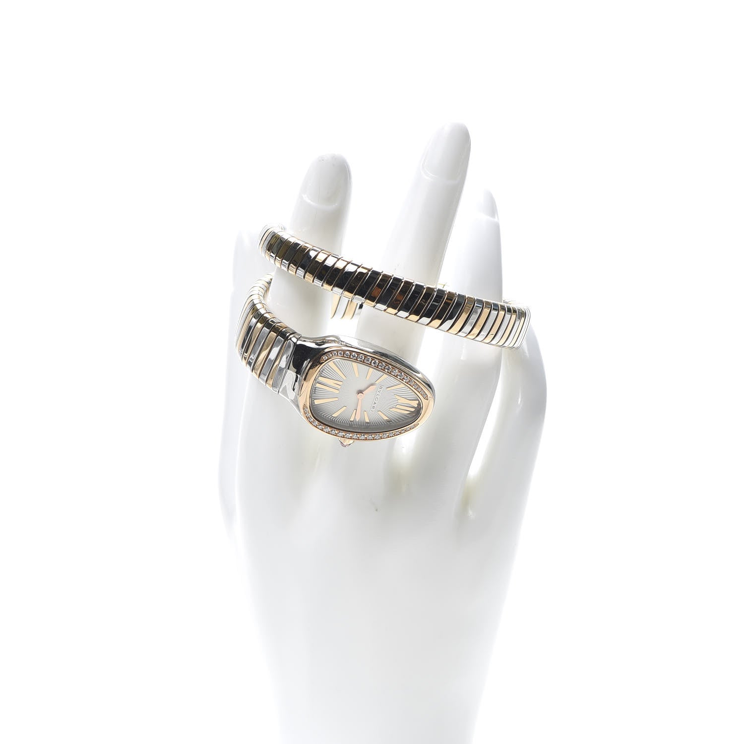Bulgari Stainless Steel 18K Rose Gold Diamond Bezel 35mm Serpenti Tubogas Quartz Watch 2 of 6