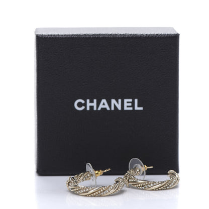 Chanel Crystal Twist CC Hoop Earrings Silver 8 of 8