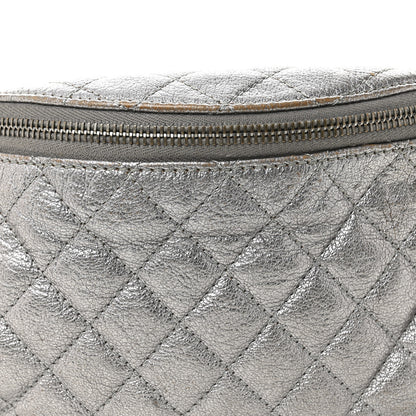 Chanel Metallic Calfskin Quilted Banane Waist Bag Fanny Pack Dark Silver 7 of 12