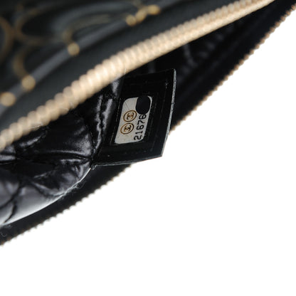 Chanel Lambskin Camellia Embossed Medium Cosmetic Case Black Gold 7 of 7