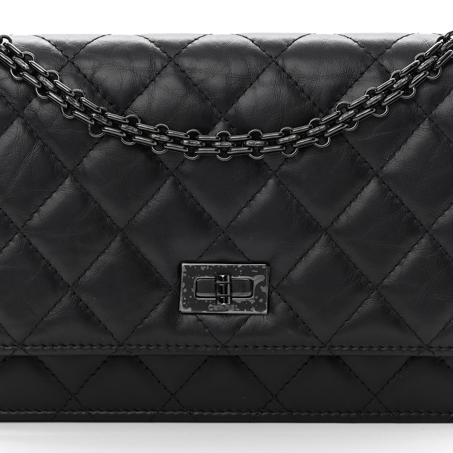 Chanel Aged Calfskin Quilted Reissue Wallet On Chain WOC So Black 9 of 13