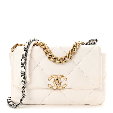 Lambskin Quilted Medium Chanel 19 Flap White