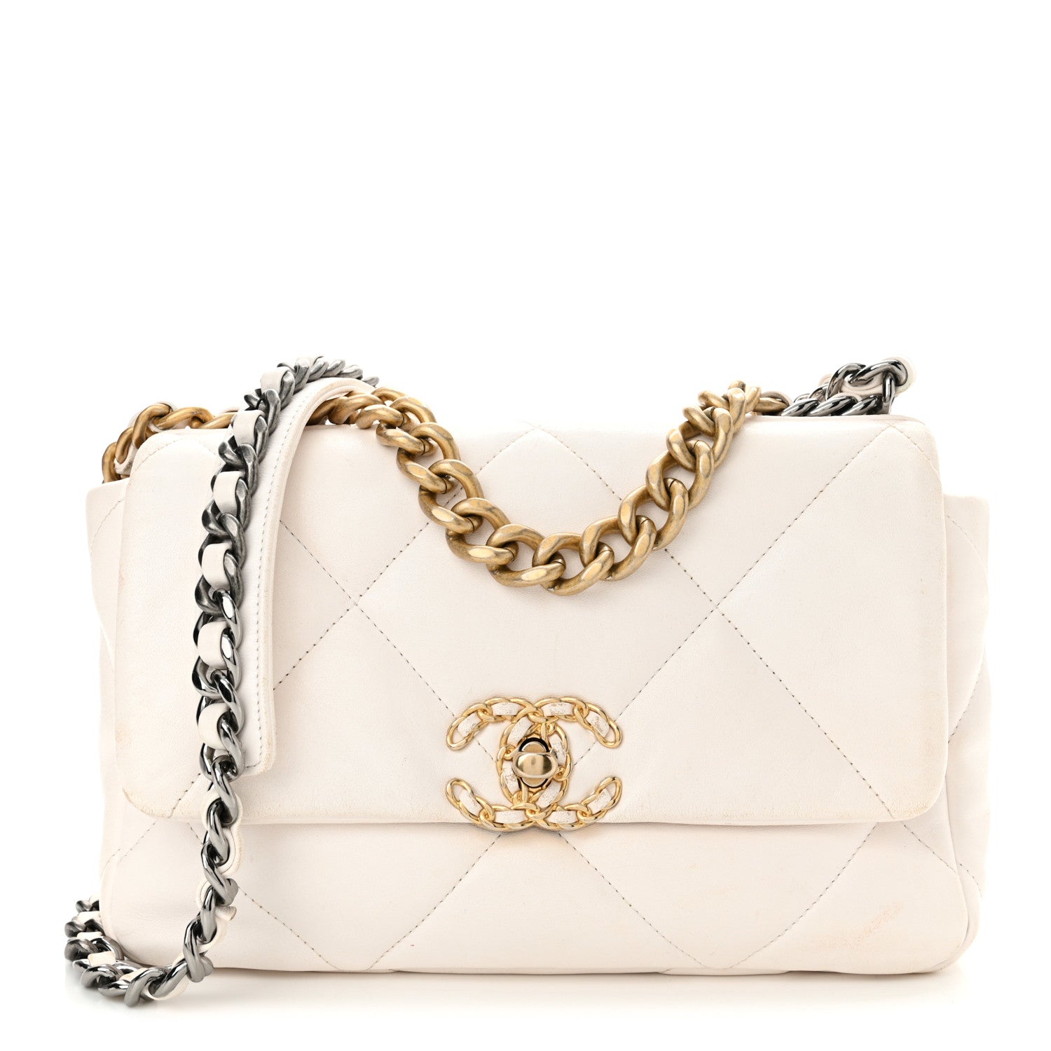 Chanel Lambskin Quilted Medium Chanel 19 Flap White 1 of 12